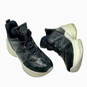 Michael Kors MK women's Olympia suede and canvas platform trainers size 9